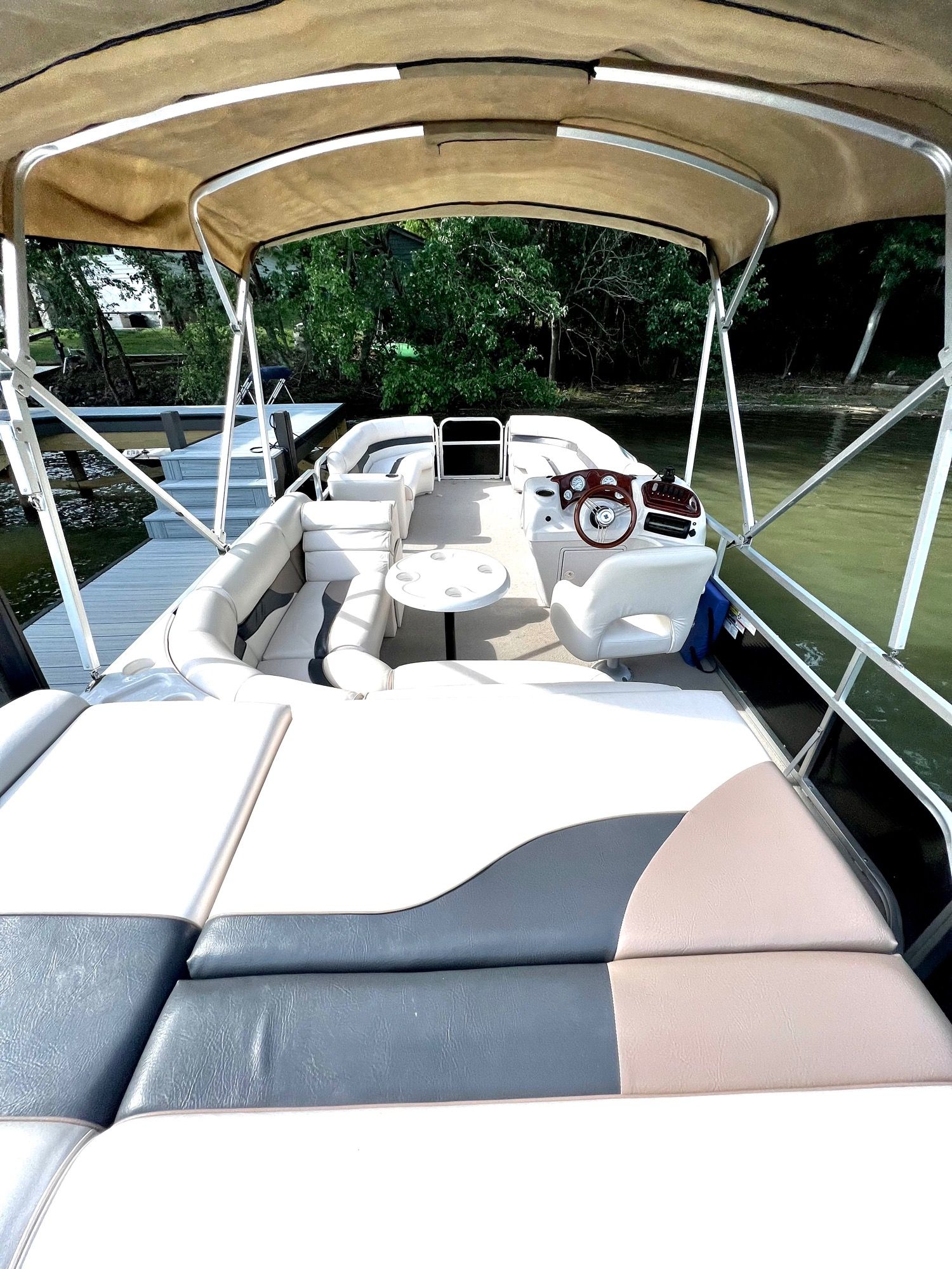 Friends enjoying time on the pontoon boat
